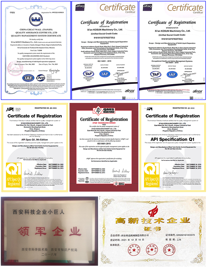 KOSUN Certificates